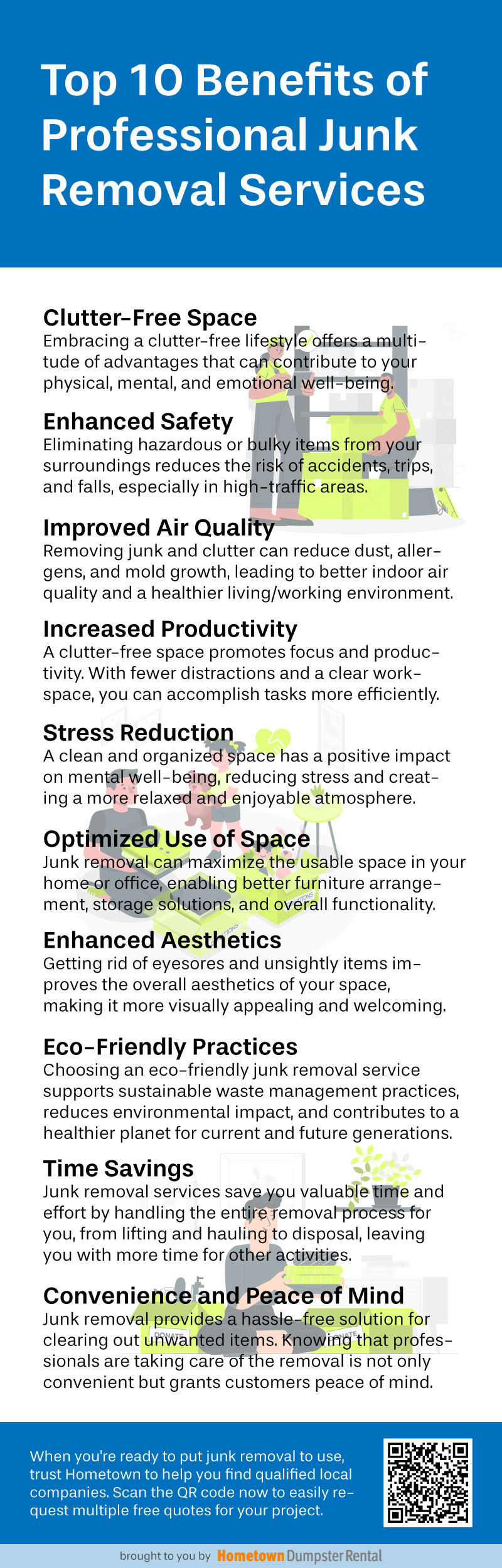 infographic listing top 10 junk removal benefits