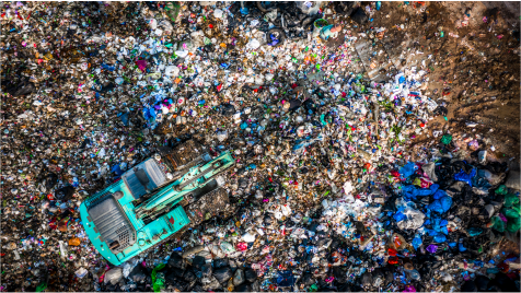 overhead view of landfill full of trash