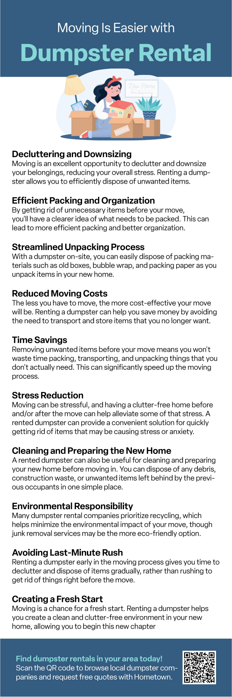 how dumpster rental makes moving easier infographic