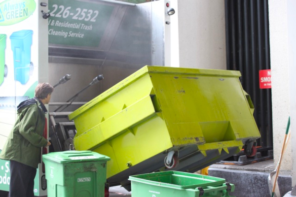 Truck used to clean commercial dumpsters