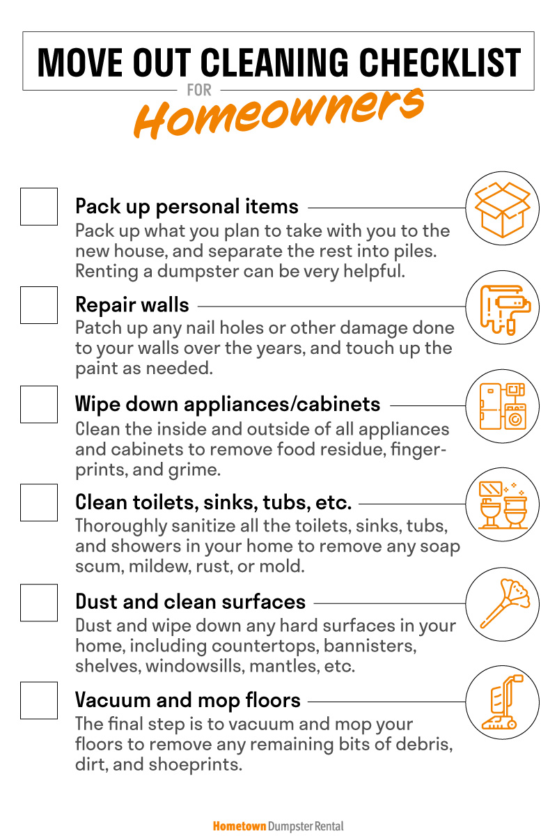 moving clean out checklist for homeowners infographic