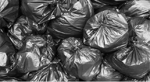 trash bags in dumpster
