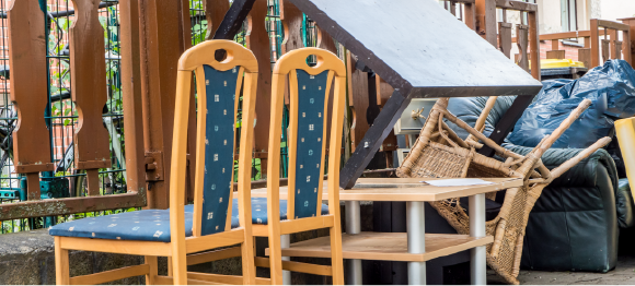 pile of furniture outside