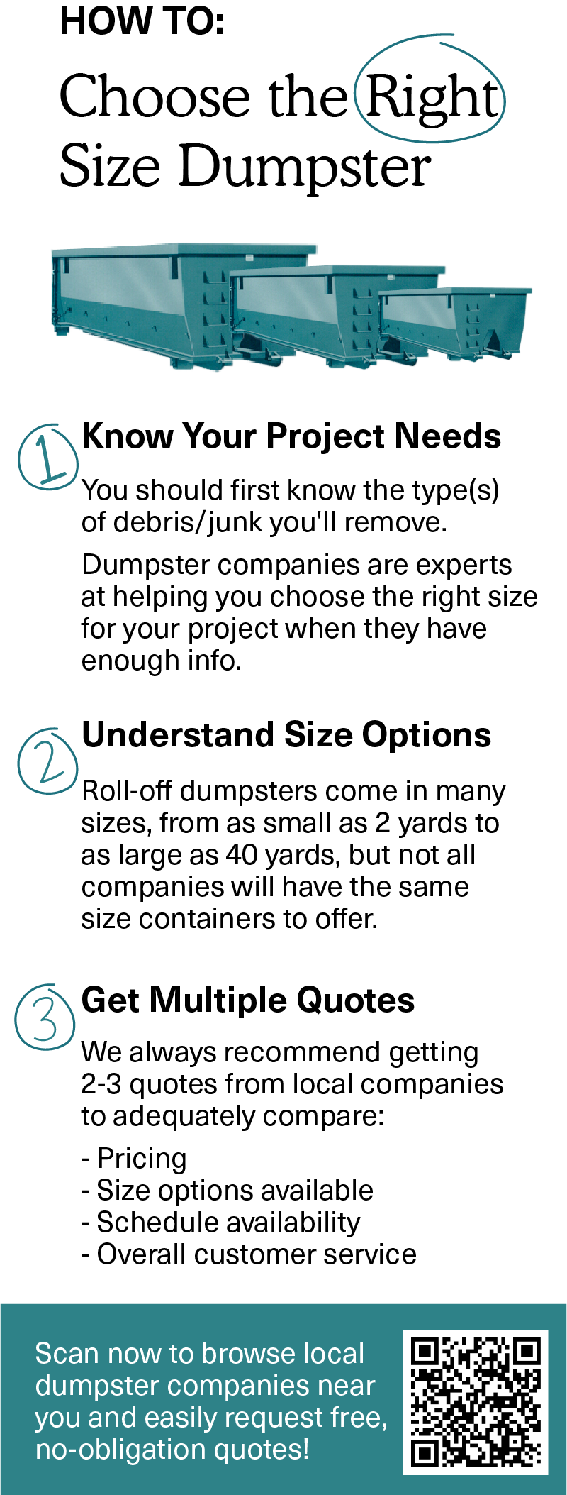 choose the right size dumpster infographic